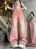 Dżinsy damskie worki dżinsy kobiety wysoka talia 2023 jesień zima szerokość nóg dżinsowa spoda Strtwear Design vintage proste dżinsowe spodnie Kobieta Y240422