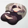 Le poignet des coussinets de souris repose 2way!Nier Automata 2B Gaming 3D Boobs Mouse Pad with Silicone Gel poignet Rest Taille 26 * 22cm Y240423