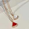 Fashion Luxury Blgarry Designer Necklace High Edition Small Skirt Necklace Womens Fanshaped White Fritillaria Red Jewelry with Logo and Gift Box
