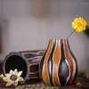 Vases Southeast Asia Handmade Wood Carving Vase Crafts Home Hallway Office Desk Surface Panel Decorations Ornaments