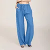 Ladies Casual Solid Color Pants Drawstring Cotton Linen Loose Yoga Sports Fitness Trousers Womens Baggy 240412