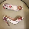 Livraison gratuite 2024 Femmes Pink Diamond Stiletto Talons hauts Pilomètres pointus Paisley Printed Rose Flors Robes Shoes Party Wedding More Colors Taille 34-43