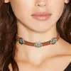 Halsband Bohemian Green Natural Stone Flanell Choker Halsband Vintage Brun krage för kvinnor Justerbar nackbandstrandsmycken