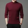 T-shirts 2022 Autumn and Winter New Men Turtleneck Pullover Tröja Fashion Solid Color Thick and Warm Bottom Shirt Mane Brand Clothes