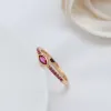 Zespoły Syoujyo Proste szczupłe czerwone naturalne pierścienie cyrkonu dla kobiet Elegancka biżuteria ślubna Bride 585 Rose Gold Kolor Korea Trendy Pierścień
