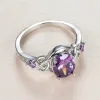 Bands Huitan New Purple Cubic Zirconia Rings Women for Wedding Gorgeous Colored CZ Female Rings Temperament Elegant Jewelry Fancy Gift