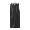 Spódnice 2024 Seksowna czarna tylna szczelina skórzana spódnica z paskiem dla kobiet pakiet bioder maxi długi