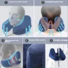 Pillow H Shape Travel Pillow Hooded Inflatable Neck & Nap Pillow Airplane Sleeping Pillow Portable Aircraft Pillow With Storage Bag