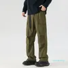 Pantaloni da uomo autunno casual da lavoro multi -tasca per le gamba dritta sciolta e versatile