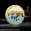 Arts And Crafts Christmas Commemorative Coin Party Favors Personality Cartoon Santa Claus Medal Collection Craft Gift 40Mm Inventory Dh2Fg