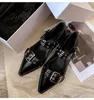 Double Buckle Fashion Flats Dance Shoes Women Black White Belt Buckle Pin Buckle Punk Mary Jane Middle-aged Women Flats 240415