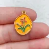 Charms 10PCS Flower Pattern Alloy Enamel Pendant Tulip Rose Lily Orchid Brand Dangle DIY Necklace Bracelet Earring Keychain Accessories