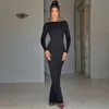 Hot Selling Women's Clothing 2024 Summer New Fashion and Sexy Backless Pleated Slim Montering Solid Color Dress F42326