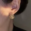 Oorbellen huitan goud kleur holle hoepel oorbellen vrouwen nieuw ontworpen temperamentmeisjes oor accessoires trouwfeest mode sieraden 2023
