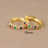 Earrings 2pcs Stainless Steel Minimal Hoops Earrings for Women Round Circle Punk Helix Tragus Rainbow CZ Huggie Earring Piercing Jewelry