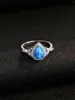 Klusterringar 2024 Fashion Product S925 Sterling Silver Zircon Blue Aobao Water Droplet Micro Diamond Ring