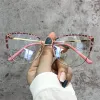 Linser Blue Light Blocking Women Cat Eye Nearsighted Glasses Metal Leopard Frame Shortsight Eyeglasses Diopter 0 0,5 0,75 till 6,0