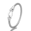 Strängar Fashion Horseshoe Knot CLASP JAMELETS MÄNS Kvinnor Rostfritt stål Tråd Kabel Bangles Handgjorda kreativa Homme Male varumärkessmycken