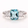 Groupes Huitan Chic Square Blue CZ Ring Finger pour les femmes accessoires de tempérament de fête de mariage cadeau Couleur argentée