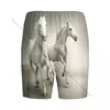 Men's Sleepwear Short Pajamas Pants For Sleeping White Horse Loose Button