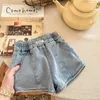 Shorts 2023 Été Nouveaux enfants en vrac Fashion Girls Denim mince coton garçons courte jean Kids Casual Baby Clothes H240423