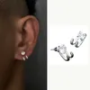 Charm 2023 Nya enkla Zircon Studörhängen Enkel trend Personlighet Hip-Hop Niche Hook Shape Earrings for Women Men Party Jewelry Y240423