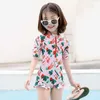 Swim Wear Girl One Piece Suit Children Sunscreen Swimsuit Kid Cute Cartoon Swimwear Toddler Infant Beachwear Bathing Suit 240423