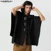 INCERUN MEN MANTES COLES COULEUR COULEUR BOUTON COODED TRANCH IRRÉGULAIRE PONCHOS Streetwear Fashion Fashion Casual Male Cape S-5XL 240423