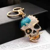 Fashion Skull 3D Keychains Halloween Metal Crystal Rhinestone Hangers Charms Keyring geschenken voor vrienden