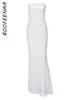 Casual jurken boofeenaa strapless Long Zie door kanten witte zwarte zomerjurk voor vrouw 2024 Beach Cover Up Vacation Outfit C70CZ23