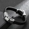 Bracelets à charme Bracelet en acier inoxydable gothique Haoyi Bracelet en acier inoxydable Fashion Black Leather Punk Skull Jewelry Gift