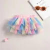 Röcke Sommermädchen Tutu-Rock 1-4y Kinder Regenbogen Prinzessin Mini Kleinkind Mädchen süß H240423