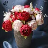 Dekorativa blommor Koko Flower Artificial Bouquet med 13 huvuden Europeiska Peony Home Decor Dining Table Center Decoration Wedding Wedding