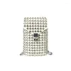 Shoulder Bags 2024 Mobile Phone Pouch For Women Fashion Diamond Crossbody Bag HandBag Luxury Tassel Rivet Chains Purse Pocket