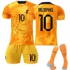 2223 Pays-Bas Orange n ° 4 Van Dijk 10 Memphis 21 de Jong Soccer Jersey Set Coupe du monde