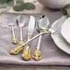 Dinnerware Sets High Quality Vintage 304 Stainless Steel Spoon Fork Flatware Silverware Royal El Wedding Gold Luxury Baroque Cutlery Set