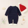 One-Pieces Winter Autumn Christmas Kids Romper Baby Girl Long Sleeve Knitted Romper Newborn Girls Boys Jumpsuit Cap Clothes Outfit