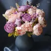 Dekorativa blommor Koko Flower Artificial Bouquet med 13 huvuden Europeiska Peony Home Decor Dining Table Center Decoration Wedding Wedding