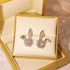 Charme Sweet Pink Love Heart Rabbit Boucles d'oreilles pour femmes Cool Girls Y2K Bijoux coréen Accessoires de boucles d'oreille vintage 2023 Nouveau Y240423