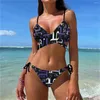 Kvinnors badkläder Purple Math Print Bikini Swimsuit Push Up Pieces of Pi Swim Bath Bikinis Set Stylish Lady Sexig String Design Swimsuits