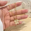 As Original Designer Lucky Clover Necklace for Women Gold Plated Stainless Steel Cat Eyes Collar Chain Female Neckchain Jewelry Dropshipping YMN135