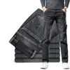 Automn Spring Brand Straight Stretch Denim Jeans Classic Business Casual Young Mens Fashion Mid-High Taist 240417