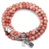 Strängar 6mm naturliga Rhodochrosite Pärlor Strand Armband Women Lotus om Buddha Charm Yoga Armband 108 Mala Necklace Yoga smycken