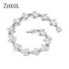 Zakol Trendy Cubic Zirconia Braccialetti da sposa per donne Braccialette per foglie di colore in oro bianco Gioielli da sposa chiorli 240423 240423