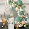 Party Decoration Retro Green Latex Balloon Chain Set Animal Forest Children's Birthday Wall Wedding