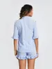 Dames tracksuits mode dames 2 -delige pyjama set korte mouw button up toppen plaid shorts slaapkleding sets huidvriendelijke s m l