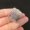 Band Huitan Full Sparkling Cubic Zirconia Wide Rings for Women Fashion Luxury Wedding Bands Finger Accessories Stylish Rings Smycken