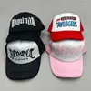 Caps de bola Letra de hip hop de rua Cool Letra colorida Homens de malha colorida Mulheres Chapéus de beisebol Algodão verão ajustável Snapback Sport Sport