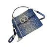 Tote Bag High Definition Set Hot Full Diamond Single Crossbody Kleine vierkante denimstof