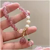 Perlenstrang Fashion Stberry Crystal Pink Perlen Armband Personalisierte Lotus -Form -Pendel Temperament Tropfen Lieferung Schmuck Bracele DHHD9